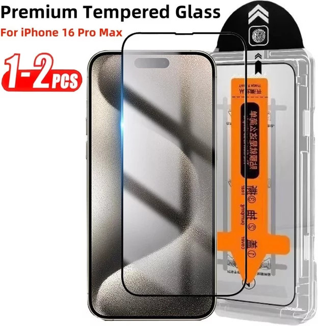 Premium Hartglas Displayschutz für iPhone 16 15 14 13 12 11 Pro Max Plus XS XR in Transparent - Bild 1