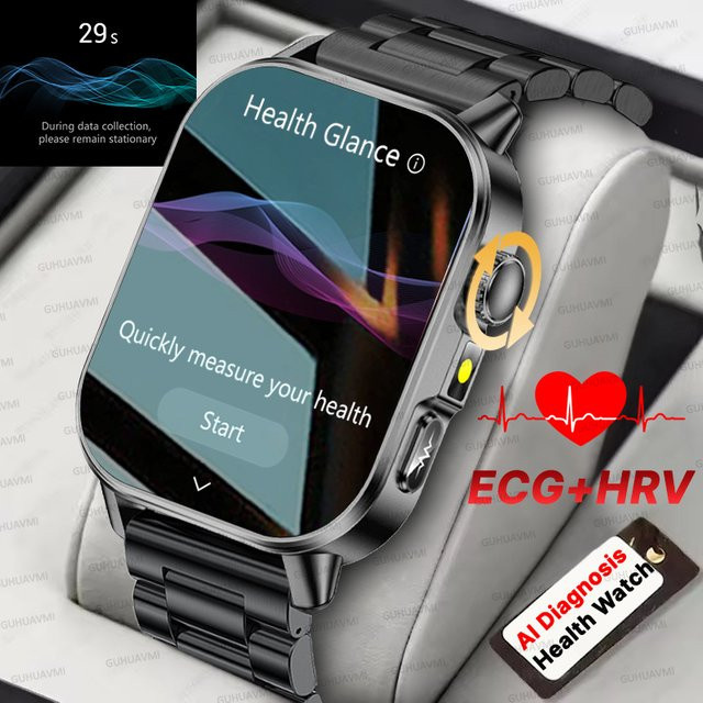 TAVYU Smartwatch mit EKG und PPG KI-Gesundheitsdiagnose, Herzfrequenz-Tracker und HD-Anruffunktion, Schwarz - Bild 1