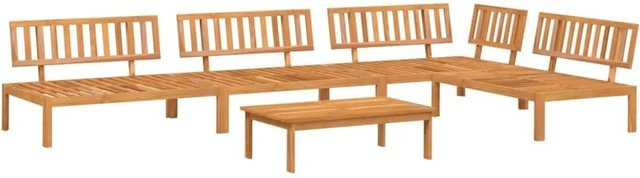 vidaXL 5-teilige Garten-Sofagarnitur aus Akazien-Massivholz in Braun mit Polstern und Couchtisch - Bild 1