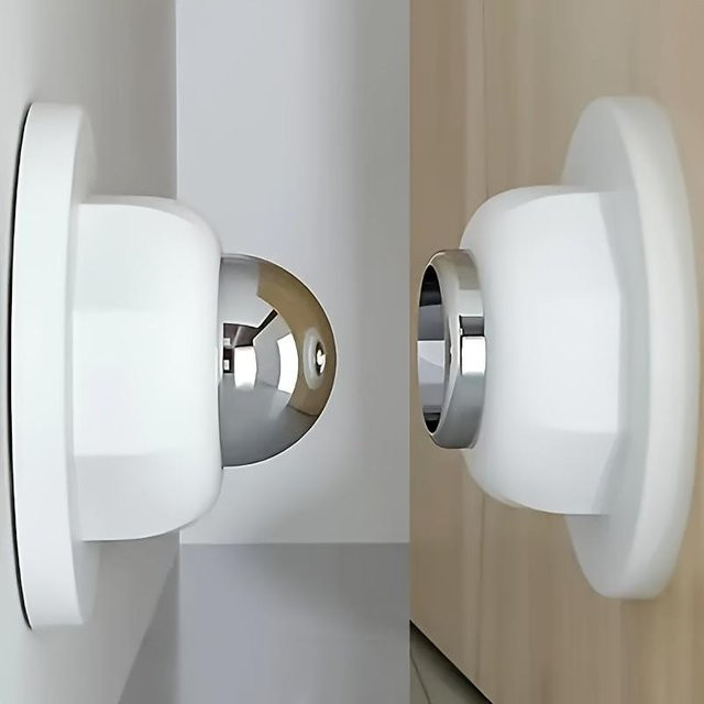 Magnetischer Türstopper von HappyhomeEE in Weiß zur Wand- oder Bodenmontage ohne Bohren - Bild 1