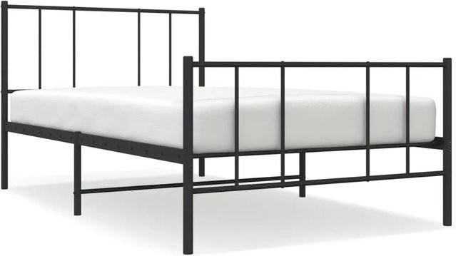 vidaXL Bettgestell aus Metall mit Kopf- und Fußteil in Schwarz, B/H: 75 x 190 cm - Bild 1