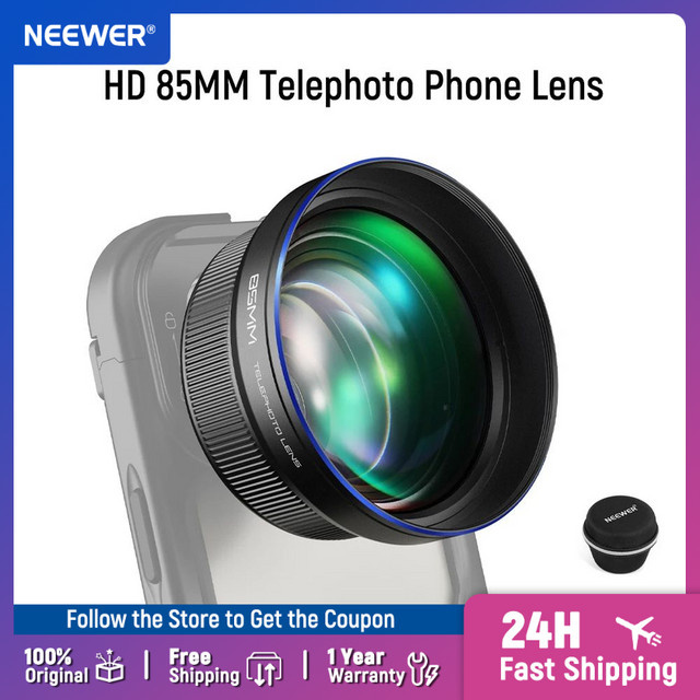NEEWER HD 85mm Teleobjektiv mit 2,5x Vergrößerung für 17mm Backplate, Schwarz, kompatibel mit iPhone und Samsung Smartphone Käfigen - Bild 1