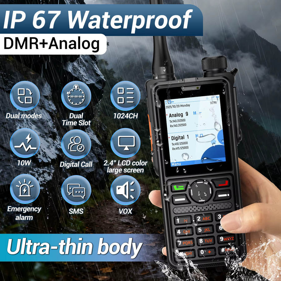 ABBREE AR-880 DMR Digitales Walkie-Talkie in Schwarz mit großer Reichweite und IP67 Wasserdichtigkeit - Bild 2