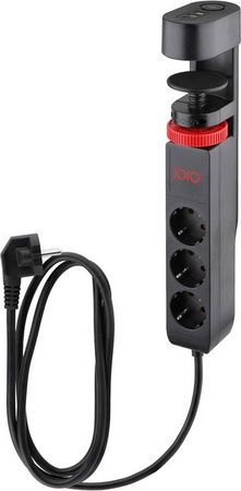 Olympia Steckdosenleiste Tischhalterung IOIO SL 3000 mit 3 Steckdosen, 2 x USB-A und 1 x USB-C in Schwarz
