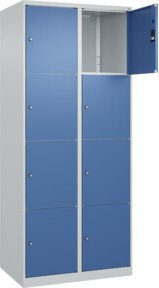 C+P Schließfachschrank Classic PLUS mit 2 Abteilen in Grau und Blau, B/T/H: 80 x 50 x 185 cm - Bild 1