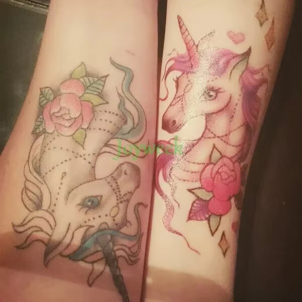 Temporäre Tattoo-Aufkleber, Damen, Einhorn, Pferd, Meerjungfrau, Traumfänger, Fuchs - Bild 2