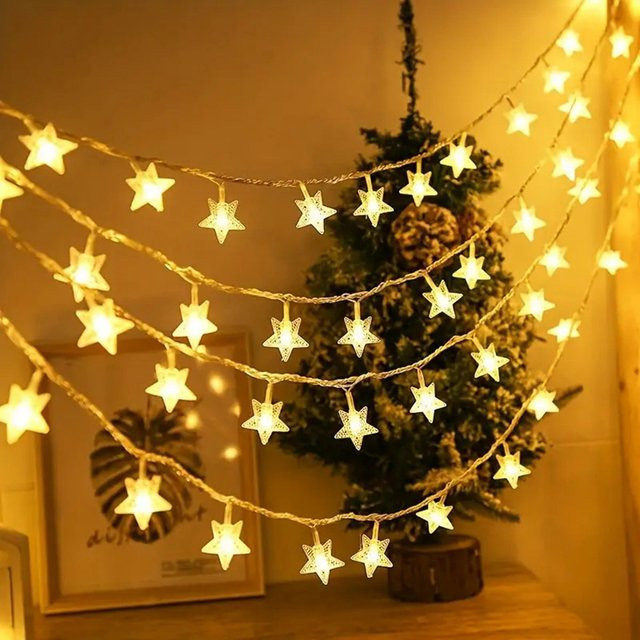 Peach Forest LED Stern Lichterkette in Warmweiß, batteriebetrieben für Weihnachten und Dekoration - Bild 1