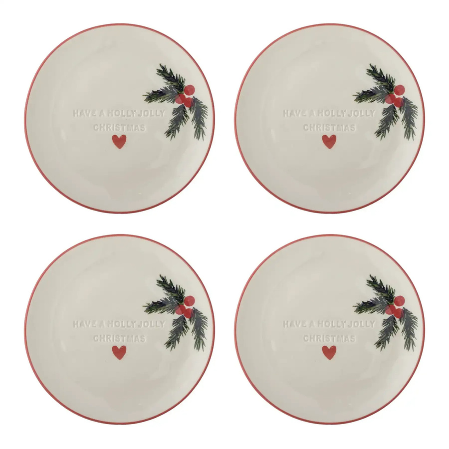 Bloomingville Jovida Steingutteller in Beige und White, 4er-Set, Durchmesser: 16 cm - Bild 1