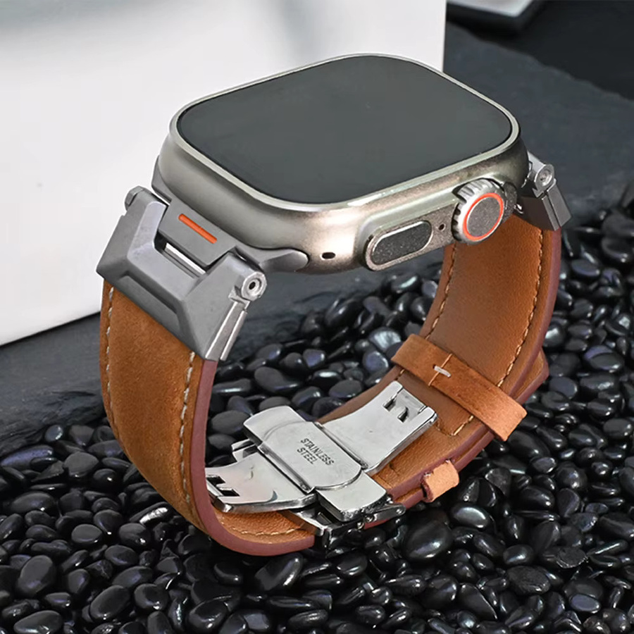 Uhrenarmband Leder, Schwarz, Unisex - Bild 3