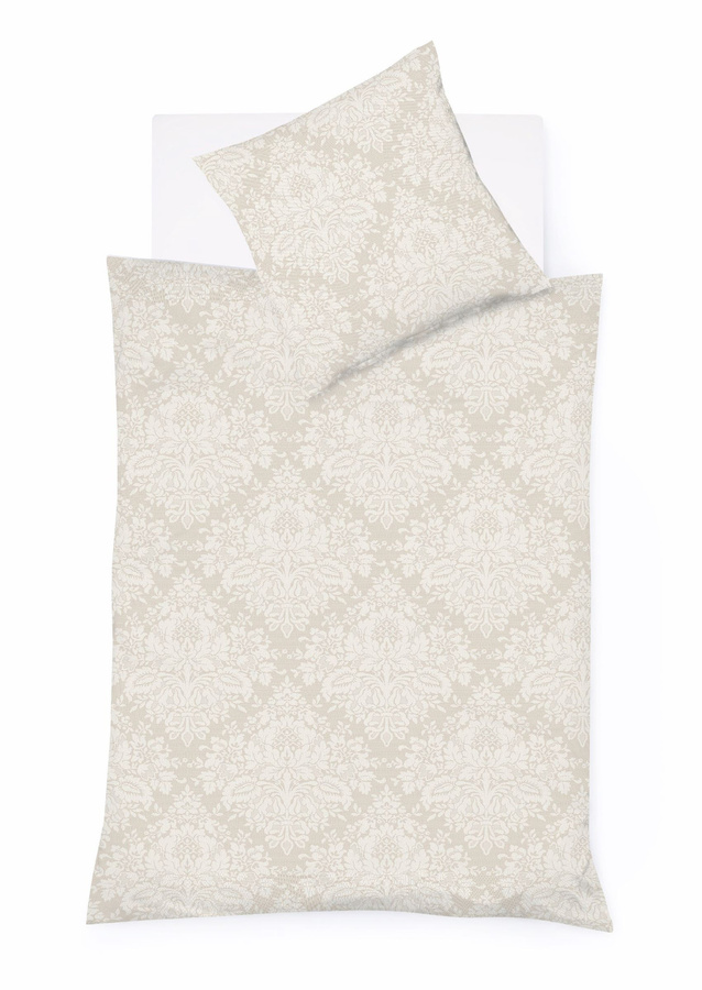 Fleuresse Lech Edelflanell Bettwäsche mit Ornamenten in Beige-Sand, bestehend aus Bettbezug und Kissenbezug, Baumwolle, B/H: 200 x 220 cm und 80 x 80 cm - Bild 1