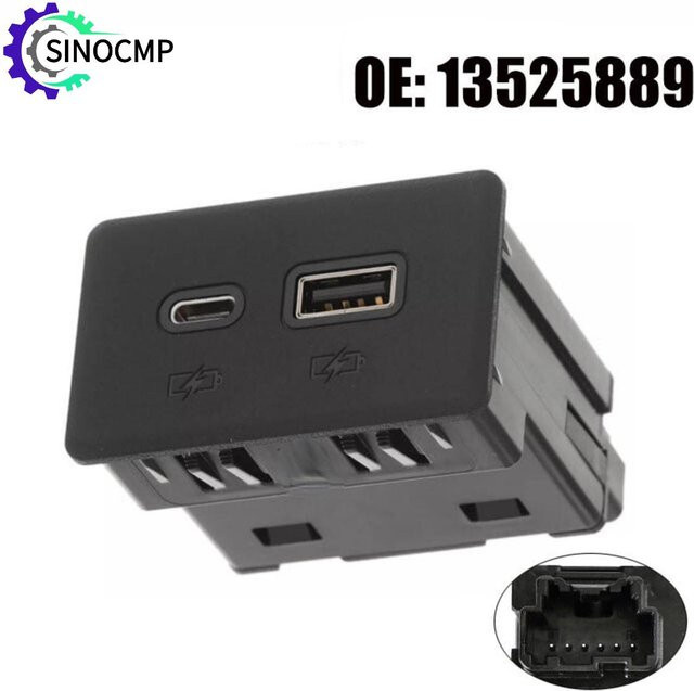 SINOCMP Dual-Ladebuchse mit USB-C-Anschluss in Schwarz für Chevrolet Tahoe Suburban Silverado GMC Yukon Sierra Escalade - Bild 1