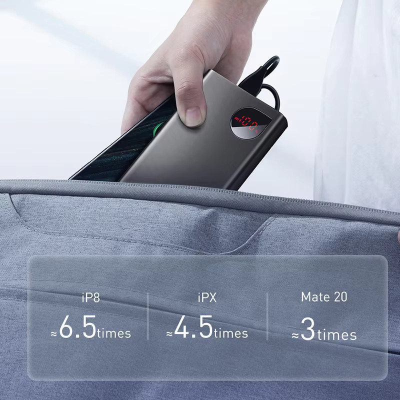 Baseus Adaman Powerbank 10000mAh mit 22,5W Schnellladung, USB-C und 2x USB-A, Schwarz - Bild 2