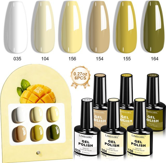 LIMEGIRL Gel-Nagellack Set, Ananas-Gelb-Serie, Glänzend - Bild 1