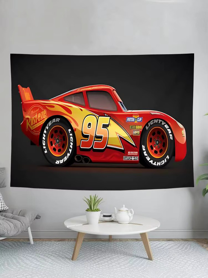Beast Kingdom Cars Wandteppich mit Lightning McQueen und Tow Mater als Wandbehang für Kinderzimmer und Wohnzimmer - Bild 5