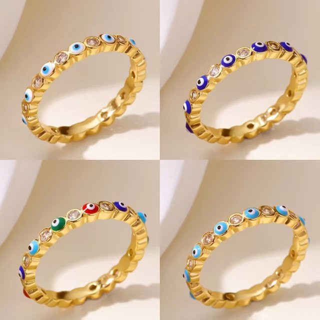 ETCAVCE Ring Edelstahl, Gold, Kristall, Unisex - Bild 1