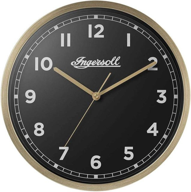 Ingersoll IC001GB Wanduhr im Retro-Look aus Metall, Analog, Durchmesser: 30 cm, Schwarz/Bronze - Bild 1