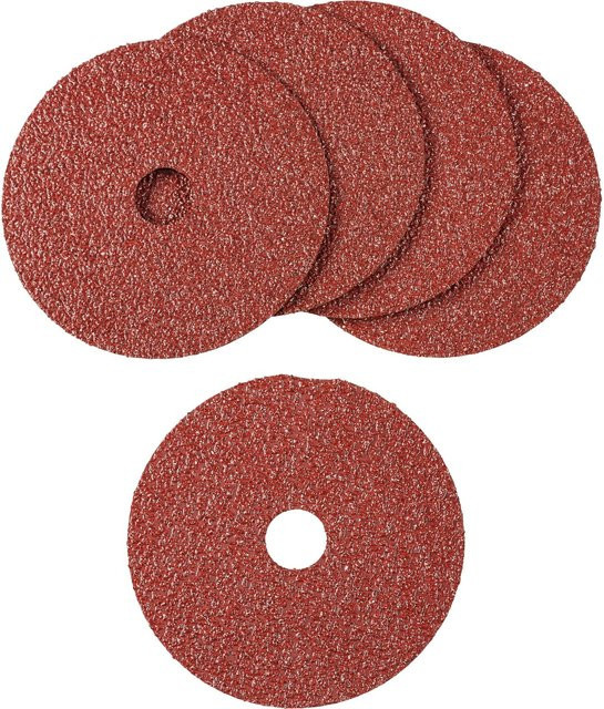 LUX-TOOLS Fiberscheibe Classic Rot Ø 125 mm, 5 Stück, Körnung 24 für Metall - Bild 1