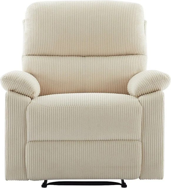 Vente-unique Relaxsessel Lunano in Beige mit Ripsstoff und Armlehnen - Bild 1