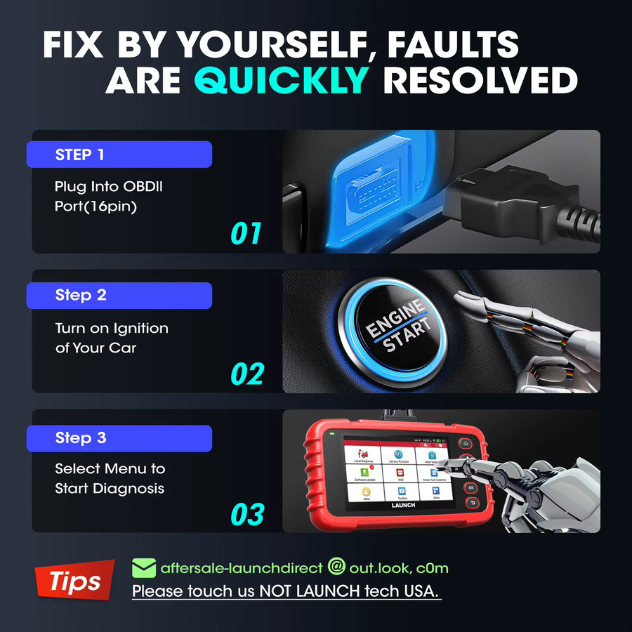 LAUNCH CRP129X V3.0 OBD2 Diagnosegerät in Rot mit 12 Reset-Funktionen und Systemdiagnose für ABS, SRS, Getriebe und Motor - Bild 7