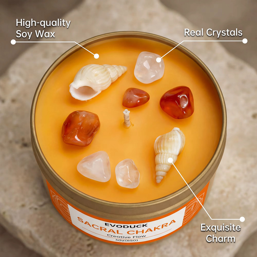 Weet Orange Sakral-Chakra-Kerze mit fruchtigem Duft für Yoga und Meditation - Bild 4