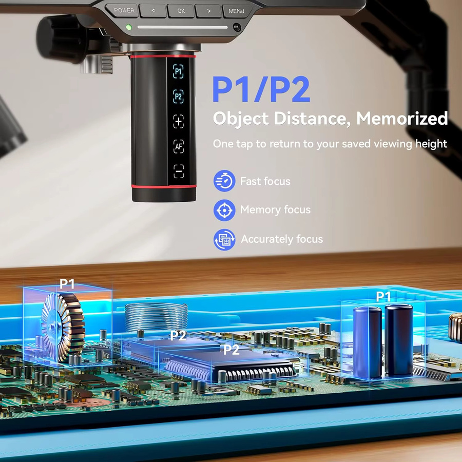 TOMLOV Digitalmikroskop TM3K-AF mit Autofokus und 10 Zoll IPS-Display, 2000X Vergrößerung, HDMI-Anschluss, Schwarz - Bild 3
