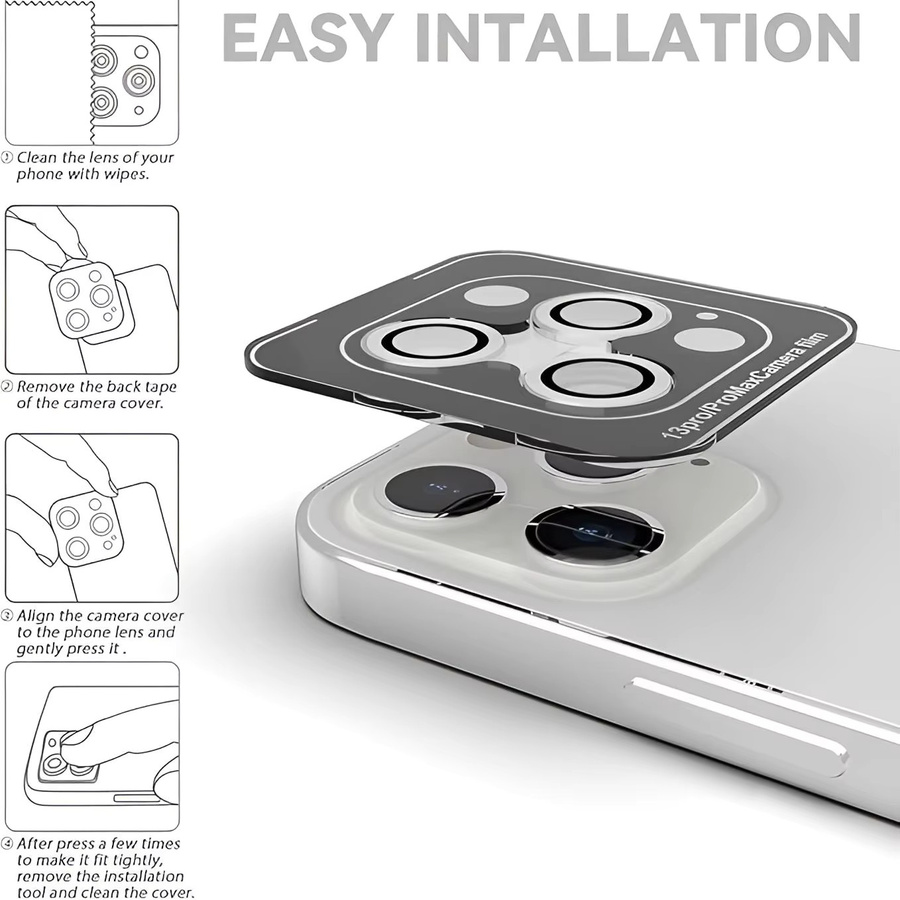 DIXSG Metall Kamera Objektiv Schutzring für iPhone 16 15 14 13 12 Pro Max in Silber - Bild 3