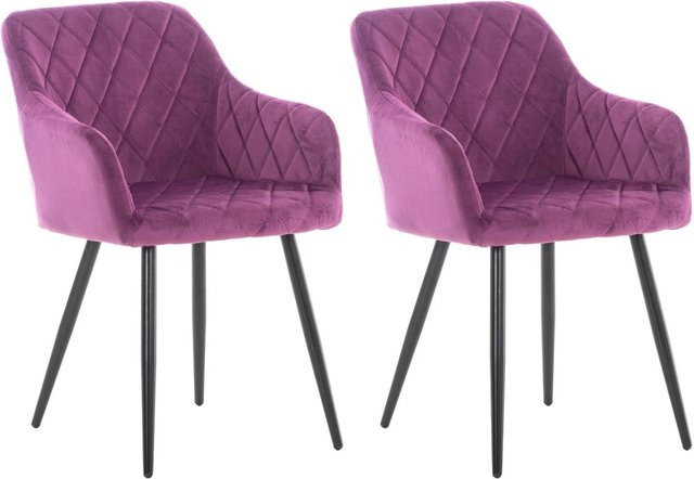 DELUKE 2er Set Esszimmerstühle LISAN aus Samt in Lila mit Armlehnen B/T/H: 47 x 44 x 84 cm - Bild 1