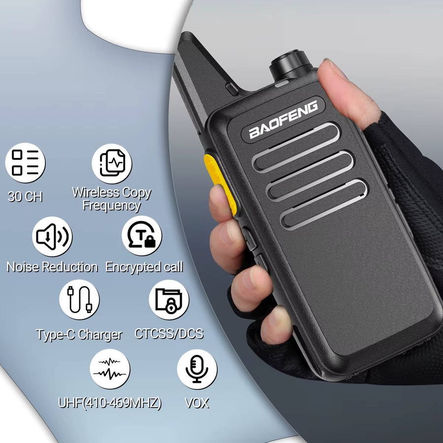 Baofeng BF-T20D GMSK Digitales Walkie-Talkie in Schwarz mit UHF-Rauschunterdrückung, kabelloser Kopierfrequenz, verschlüsseltem Anruf und USB-C-Ladefunktion - Bild 2