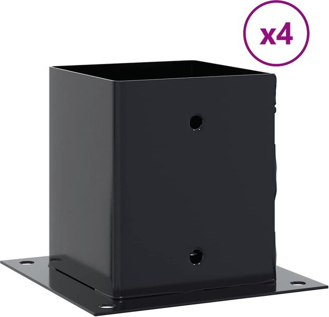 4er-Set Quadratische Pfostenfüße aus Stahl von VD Home Furnishing, Schwarz, B/B: 12,1 x 12,1 cm - Bild 1