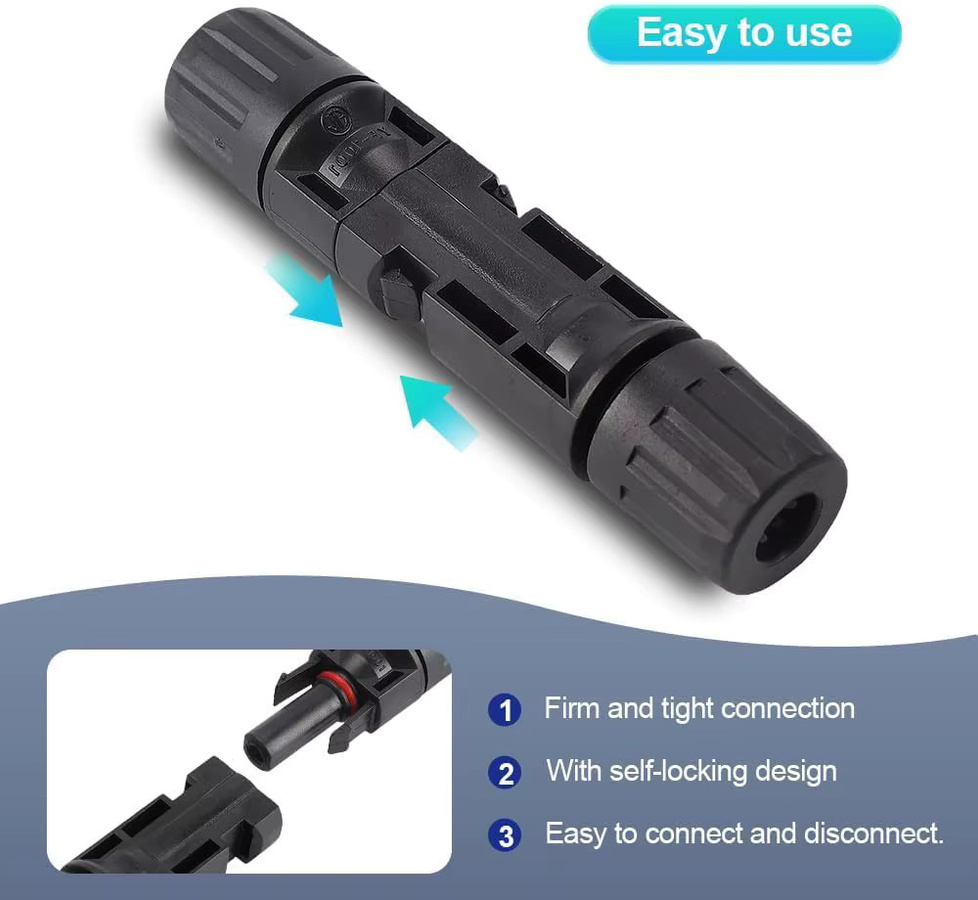 AOKIN Solarpanel-Kabelanschlüsse Set, 10 Stück, männlich und weiblich, IP67 wasserdicht, 1000 V, 30 A, 10 AWG, Farbe: Schwarz, inklusive Doppelschlüssel - Bild 4