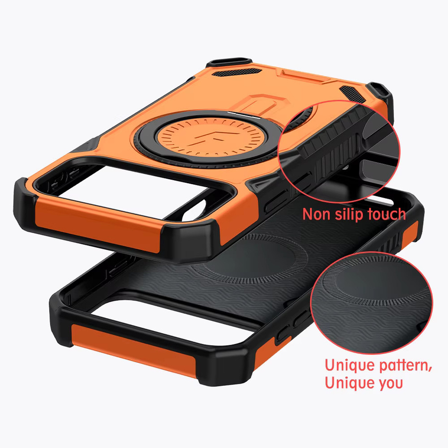 WSSHE Schutzhülle für iPhone 17 16 Pro Max mit farbigem Ringhalter und magnetischer Halterung in Orange - Bild 6
