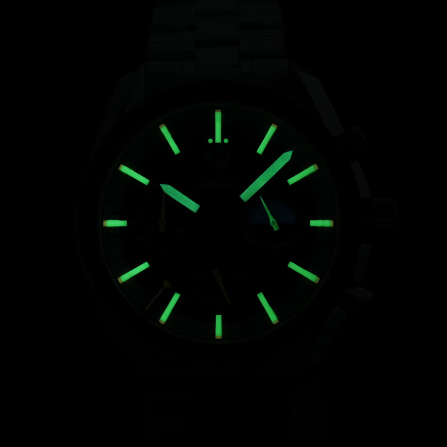 Watchdives Chronographenuhr, Quarz, Edelstahl, 39 mm, Schwarz, Unisex - Bild 5