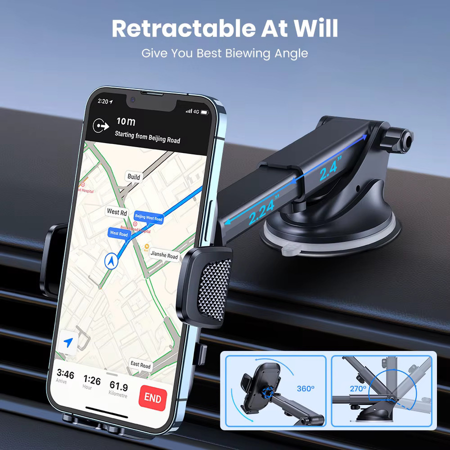 TOPK Universal Autotelefonhalterung in Schwarz mit 360 Grad Rotation für Lüftungsschlitze und Armaturenbrett inklusive Saugnapf für alle Smartphones - Bild 4