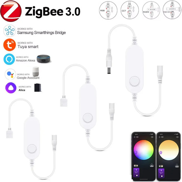 YSRSAI Zigbee 3.0 Smart LED-Controller für einfarbige, CCT, RGB, RGBW und RGBCCT LED-Streifen, kompatibel mit Tuya, Alexa und SmartThings, Farbe: Weiß - Bild 1