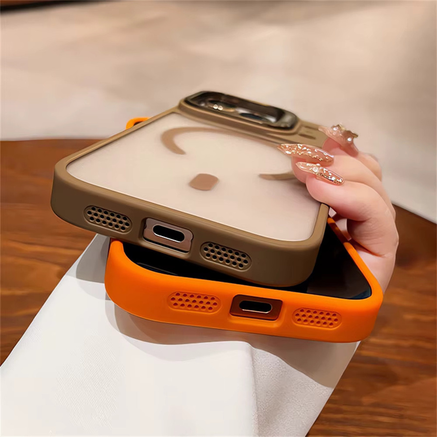 Magnetische Handyhülle von Vyimc für iPhone 11 bis iPhone 17 Pro Max mit Objektivfolien, Kameraständer und Luftwärmeableitung in Grün - Bild 2