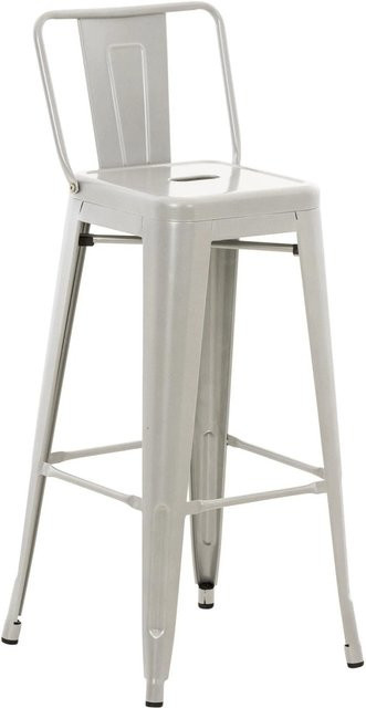 DELUKE Barhocker LEKEL Barstuhl aus Metall in Silber mit Lehne im Industrial-Stil, B/T/H: 44 x 43 x 96 cm - Bild 1