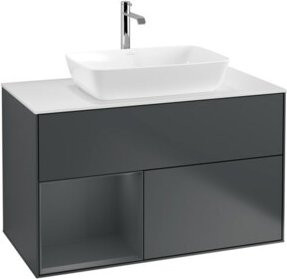 V&B Waschtischunterschrank Finion 100 in mittelblau lackiert, B/T/H: 100 x 50,1 x 50,1 cm - Bild 1