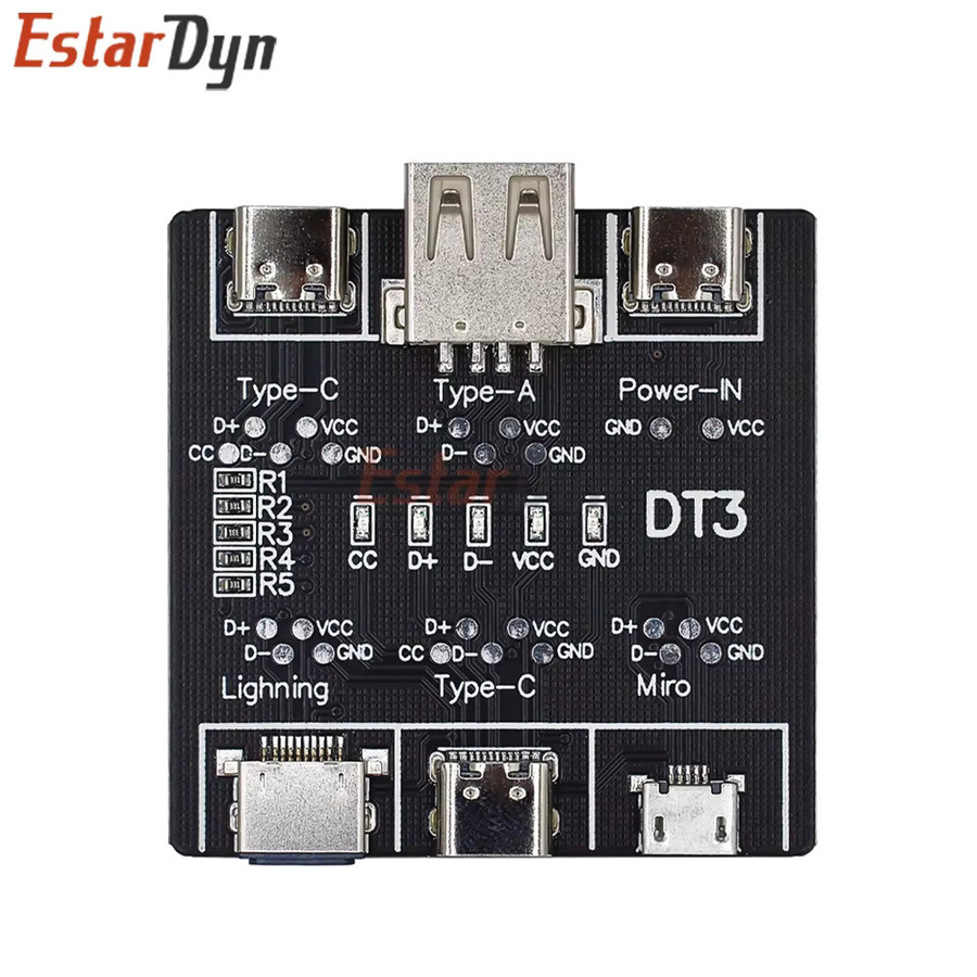 Estardyn DT3 Digitaler Kabeltester für Typ C und Micro USB zur Kurzschlussprüfung und Erkennung des EIN/AUS-Schalters in Schwarz - Bild 2