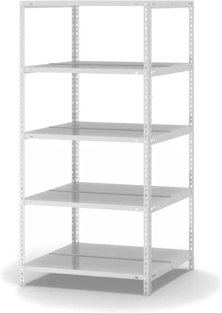 PROREGAL Aktenregal mit Schraubsystem aus verzinktem Stahl, 5 Ebenen, Lichtgrau, H x B x T: 150 x 75 x 60 cm - Bild 1
