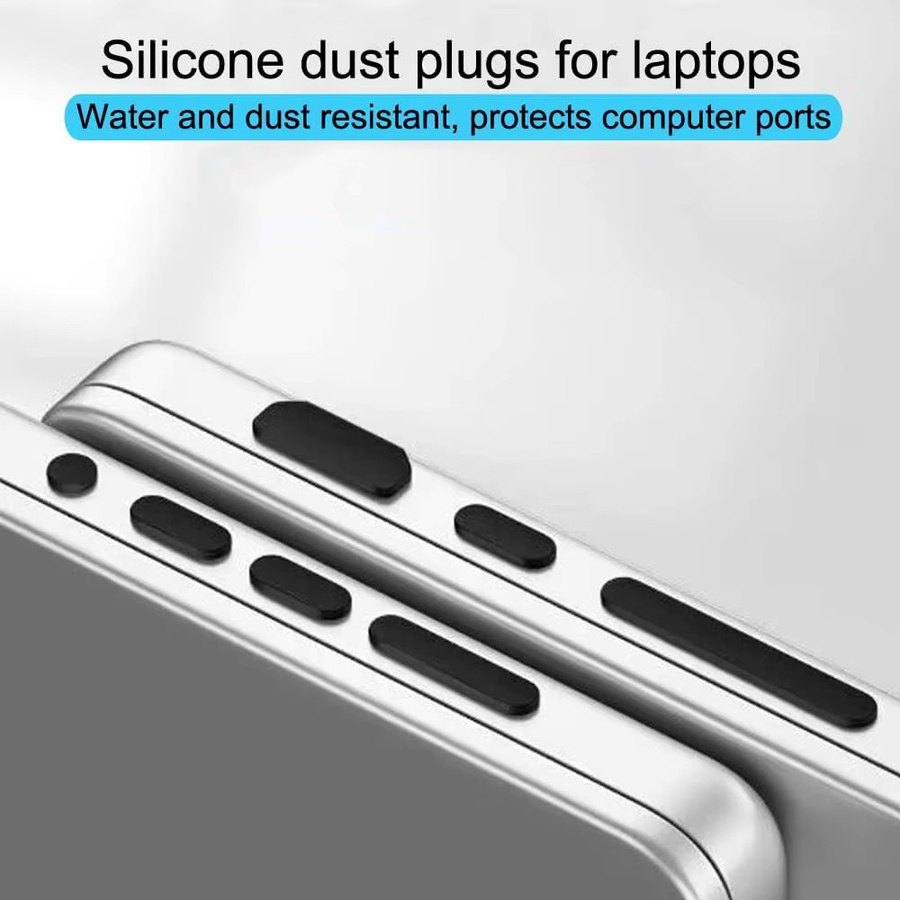 Anti-Staub-Stecker aus weichem Silikon für Apple MacBook Pro und MacBook Air (USB-C und USB-A), Farbe: Schwarz - Bild 3