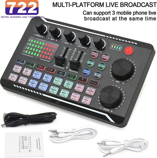 722 SEVEN HUNDRED AND TWENTY-TWO Live-Soundkarte und Audio-Interface mit DJ-Mixer-Effekten, Sprachwechsler und Bluetooth, Schwarz - Bild 1