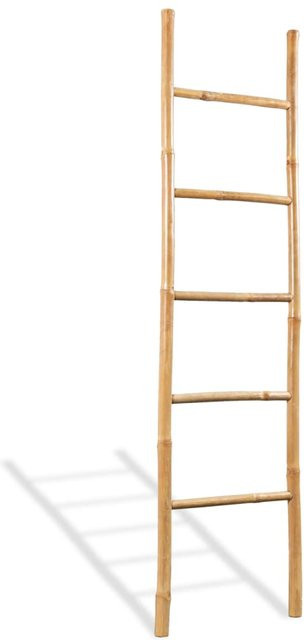 Yiwydaa 5-stufige Bambus-Handtuchleiter braun, freistehend, Höhe: 150 cm, Breite: 40 cm, Tiefe: 40 cm - Bild 1