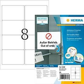 Herma Adressetiketten Universal Weiß, 800 Stück auf 100 Blatt, B: 9,6 cm, H: 6,35 cm - Bild 1