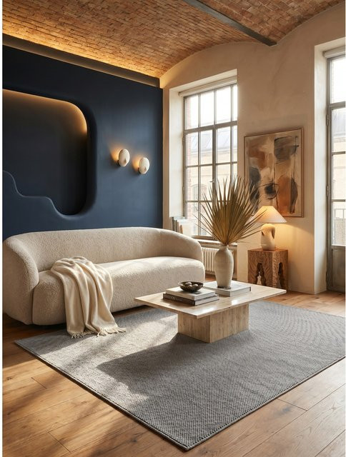 Flachgewebe-Teppich Berber-Tradition von KADIMA DESIGN in Silber, B/T: 200 x 290 cm, Uni meliert - Bild 1