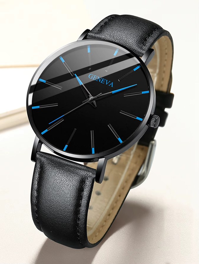 CMK Armbanduhr Quarz, Leder, Schwarz, Herren - Bild 4
