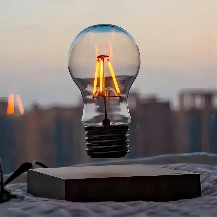 Zoeydam Magnetische Levitation Lampe mit LED-Glaskugel in Transparent und Braun, Schreibtisch-Dekoration für Home Office und Nachtlicht - Bild 2