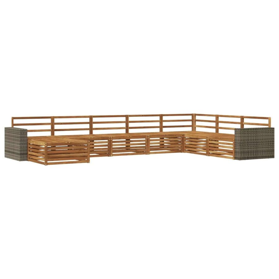 vidaXL Outdoor-Sofagarnitur aus Akazienholz in Braun, 8-teiliges L-Shape Set mit Latten-Design - Bild 2