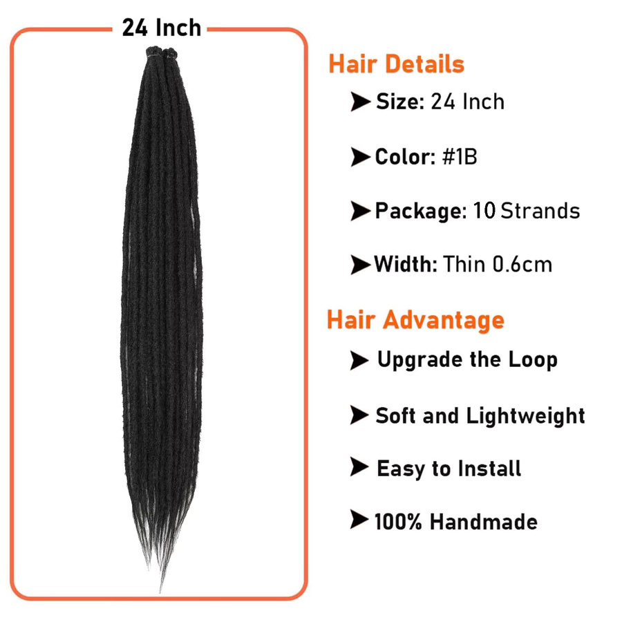DinDong Dreadlock-Verlängerungen, Synthetisch, Ombre, 10 Stück, 24 Zoll - Bild 2