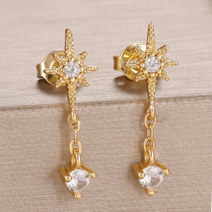 Maodane Ohrstecker, Zirkonia, Gold, Damen, Punk - Bild 1