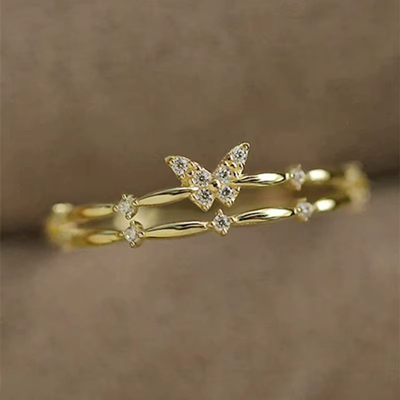 Huitan Chic Schmetterlings-Fingerring, goldfarben, Damen - Bild 3